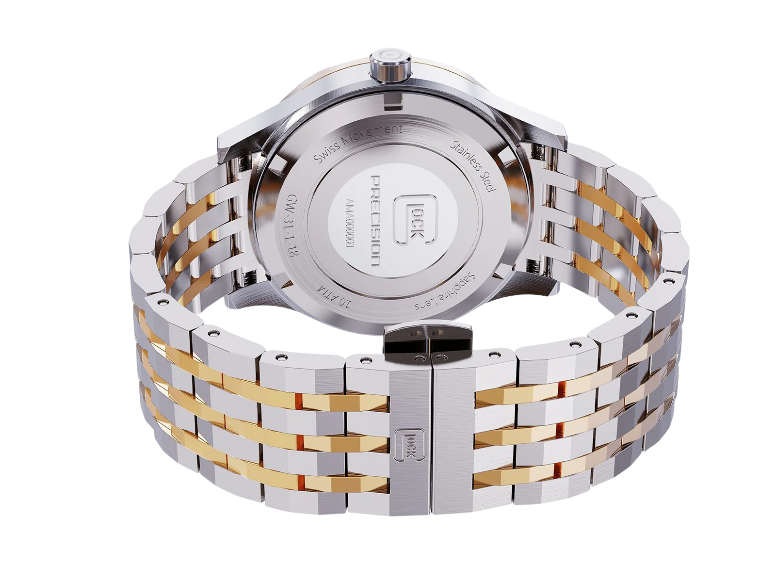 Two Tone Brushed Stainless Steel Glock Watch