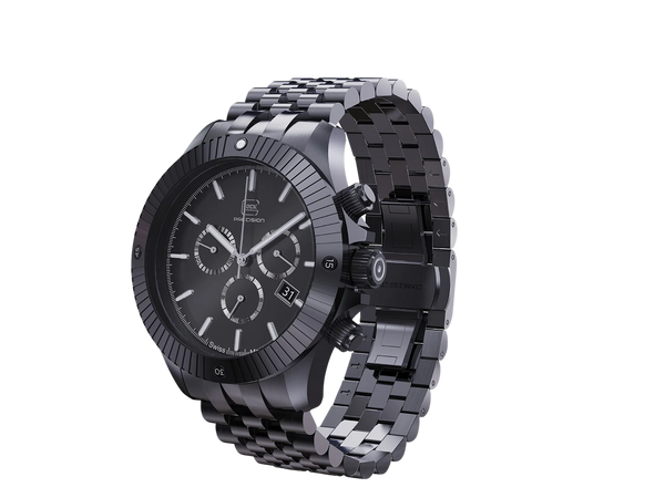 Elegant stainless steel Gunmetal Glock Watch