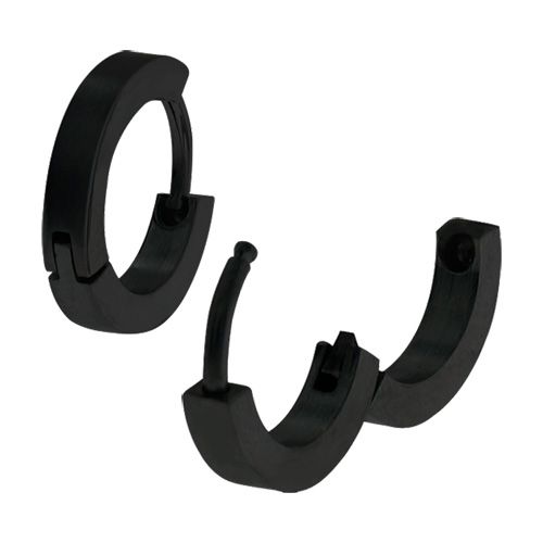INOX Black IP Plain Huggies Earrings