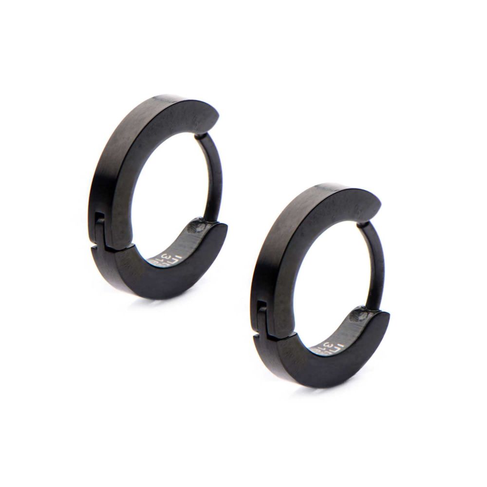 INOX Black IP Plain Huggies Earrings