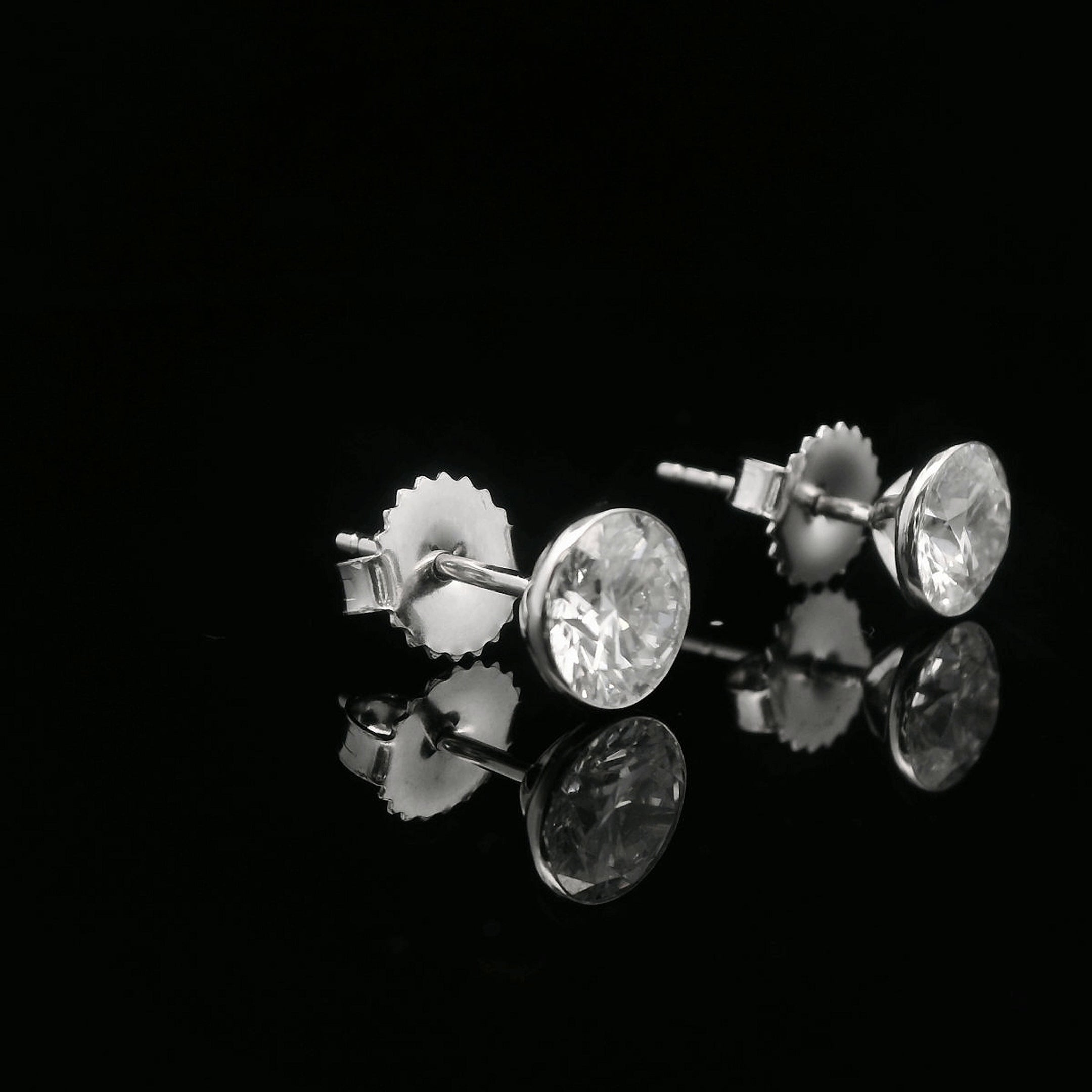 14K White Gold 2CTW. Bezel Set Lab-Grown Diamond Martini Stud Earrings
