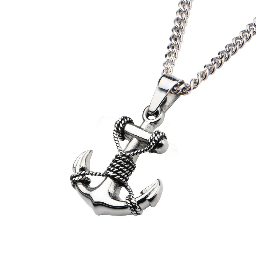 Side INOX Stainless Steel Anchor Pendant with Chain