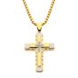 INOX 18Kt Gold IP Layered Cross Pendant with CNC Set Clear CZ