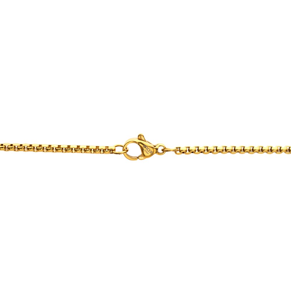 INOX IP-Gold-Plated Steel 1.35CTW. Lab-Created White Sapphire Cross Pendant 2MM 22" Necklace