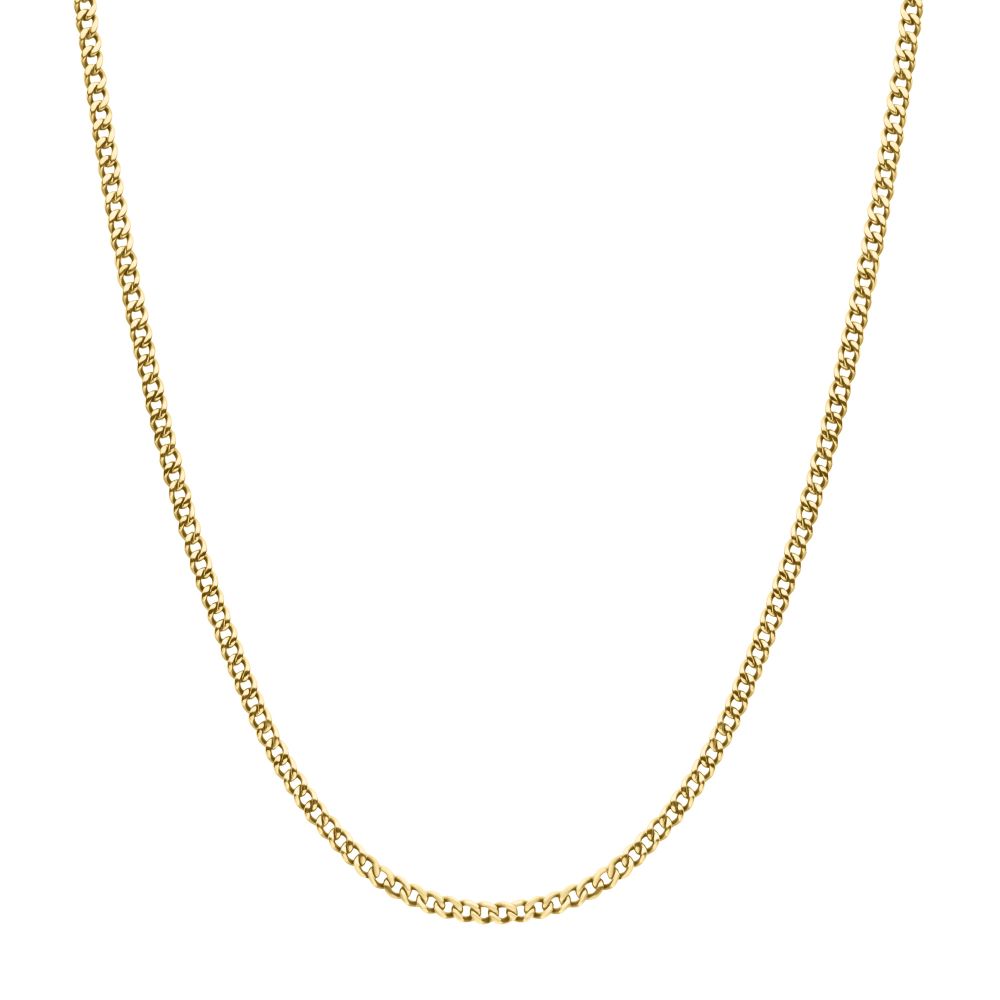 Full INOX 3.5mm 18Kt Gold IP Titanium Flat Curb Chain Necklace
