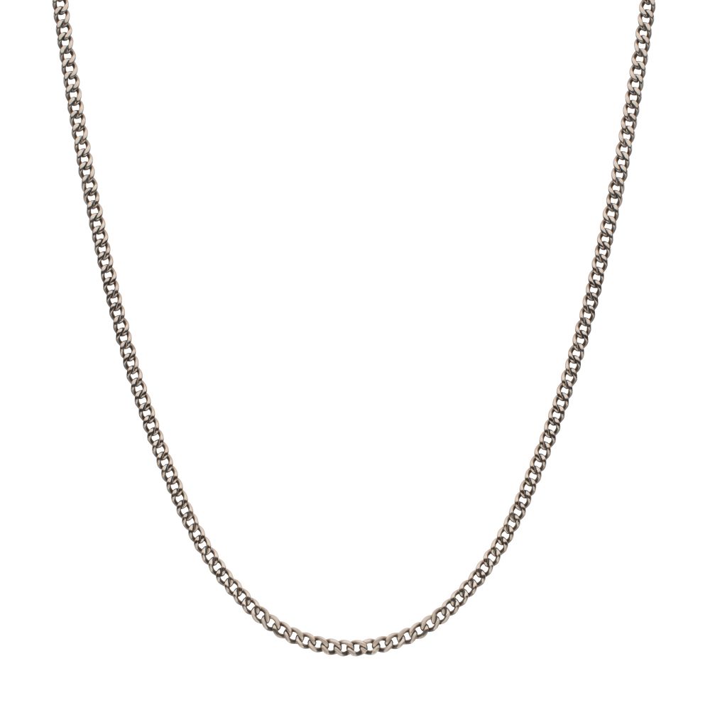 INOX  3.5mm Titanium Flat Curb Chain Necklace with Lobster Clasp