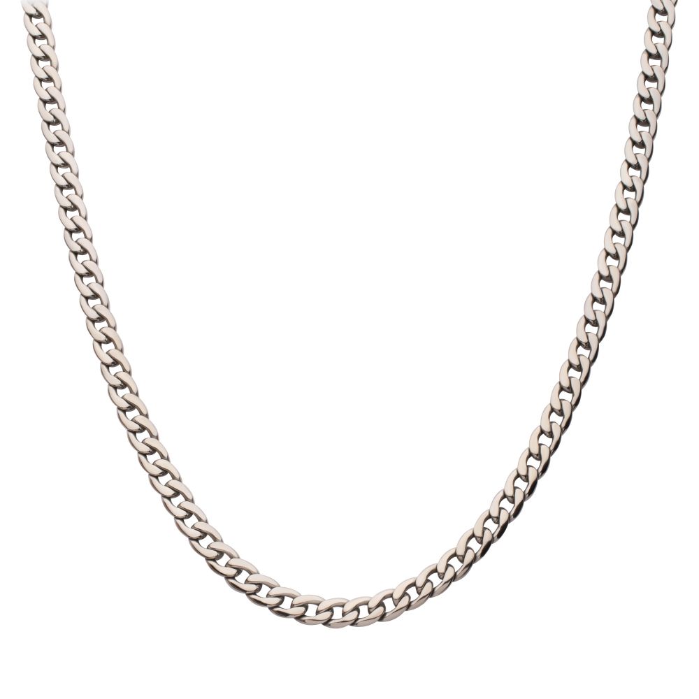 INOX  7.4mm Titanium Curb Chain Necklace with Lobster Clasp