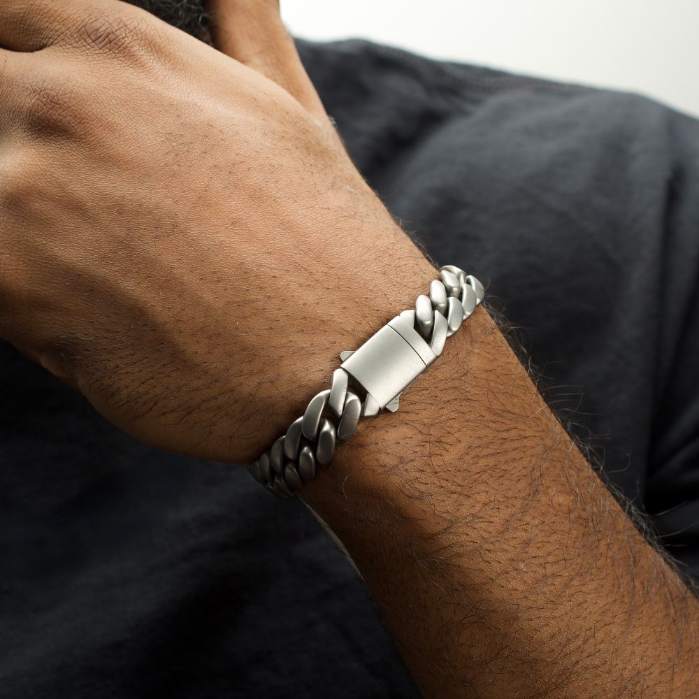 INOX Titanium Matte Finish 12mm Curb Chain Bracelet
