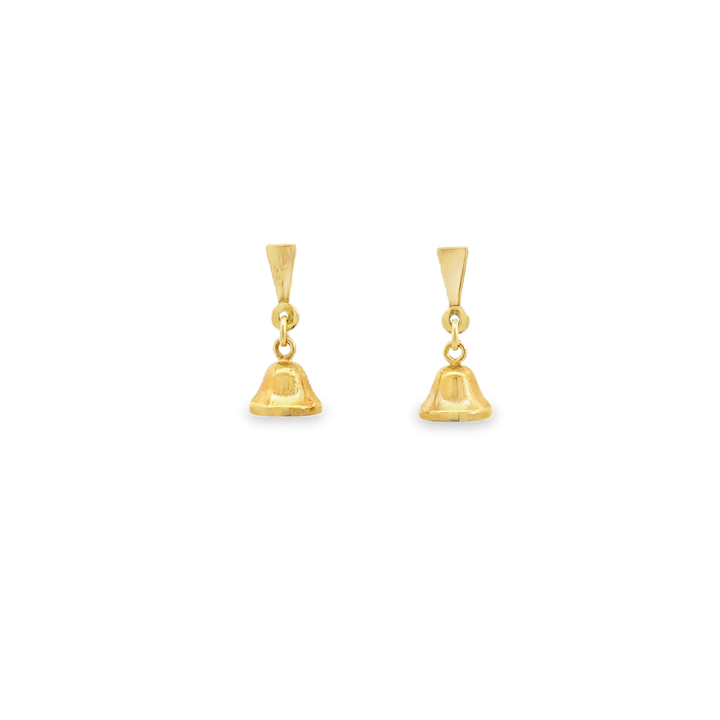 Estate Collection: 14K Yellow Gold Bell Dangle Stud Earrings