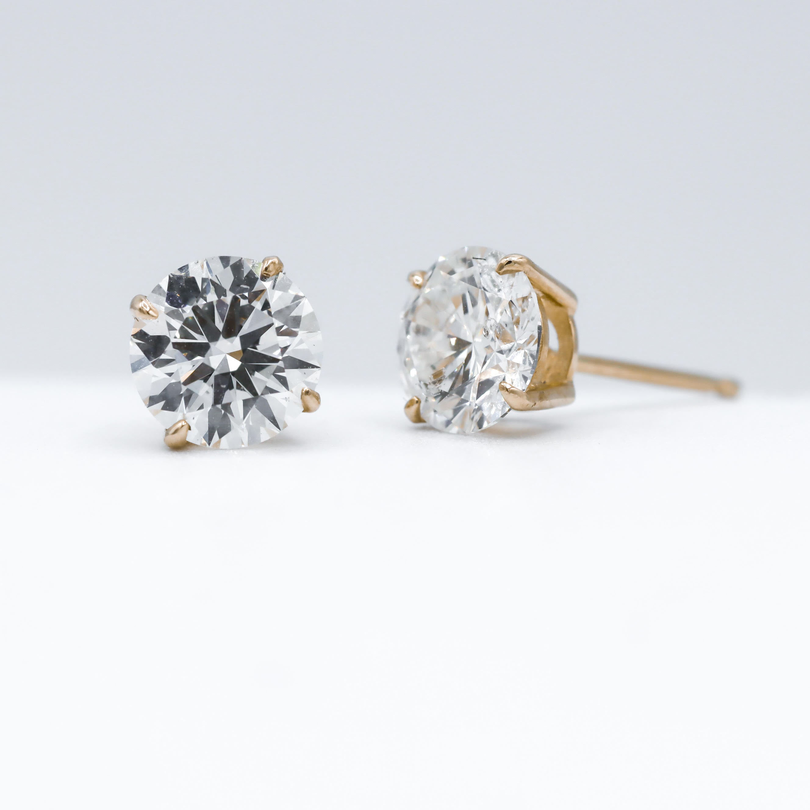 14K Yellow Gold 2CT. Lab-Grown Diamond Stud Earrings
