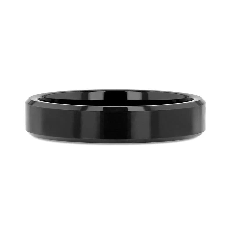 Thorsten "INFINITY" 6MM Black Tungsten Beveled Edges Band