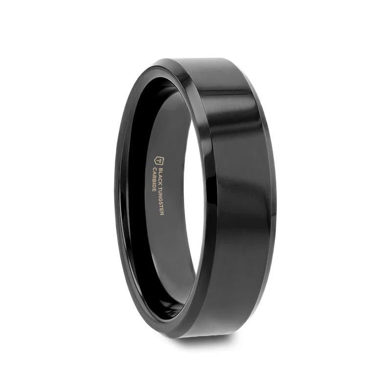 Thorsten "INFINITY" 6MM Black Tungsten Beveled Edges Band
