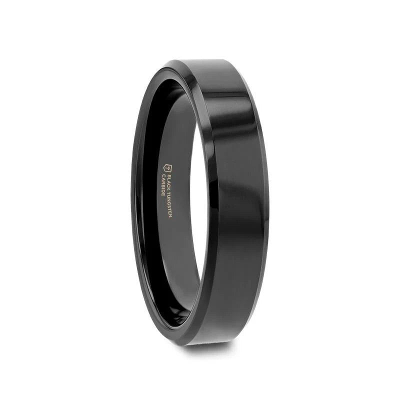 Thorsten "INFINITY" 6MM Black Tungsten Beveled Edges Band