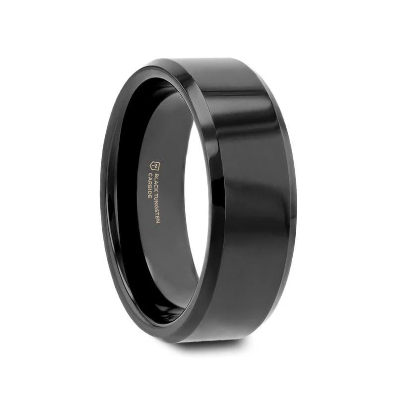 Thorsten "INFINITY" 8MM Black Tungsten Beveled Edges Band