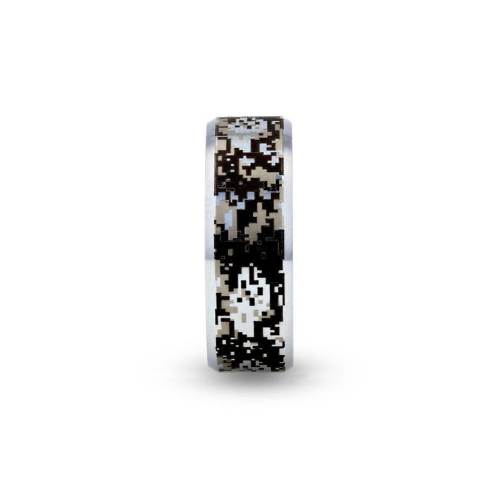 Thorsten "STEALTH" Tungsten Carbide Men's Wedding Ring with Engraved Digital Camouflage