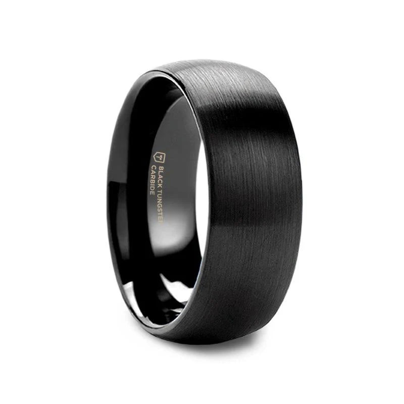 Thorsten "RAIDAR" 8MM Tungsten Brushed Finished Black Wedding Band