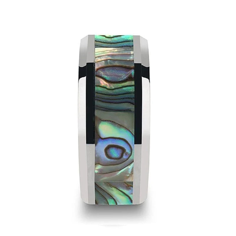 Thorsten "MAUI" 8MM Tungsten Mother of Pearl Inlay Wedding Band
