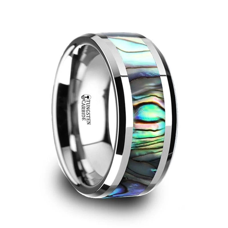 Thorsten "MAUI" 8MM Tungsten Mother of Pearl Inlay Wedding Band