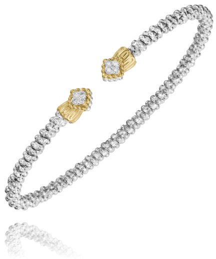 VAHAN 14K Yellow Gold & Sterling Silver 0.06CTW. Diamond 2MM Stackable Bracelet