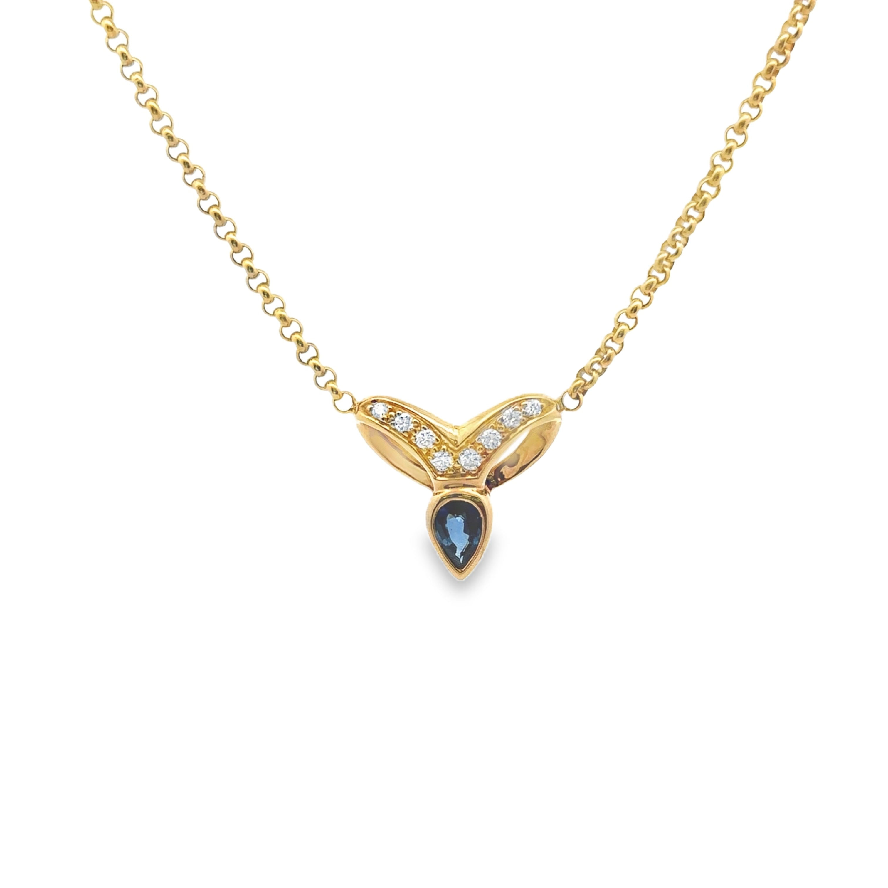 Estate Collection: 18K Yellow Gold Sapphire & Diamond Drop Necklace