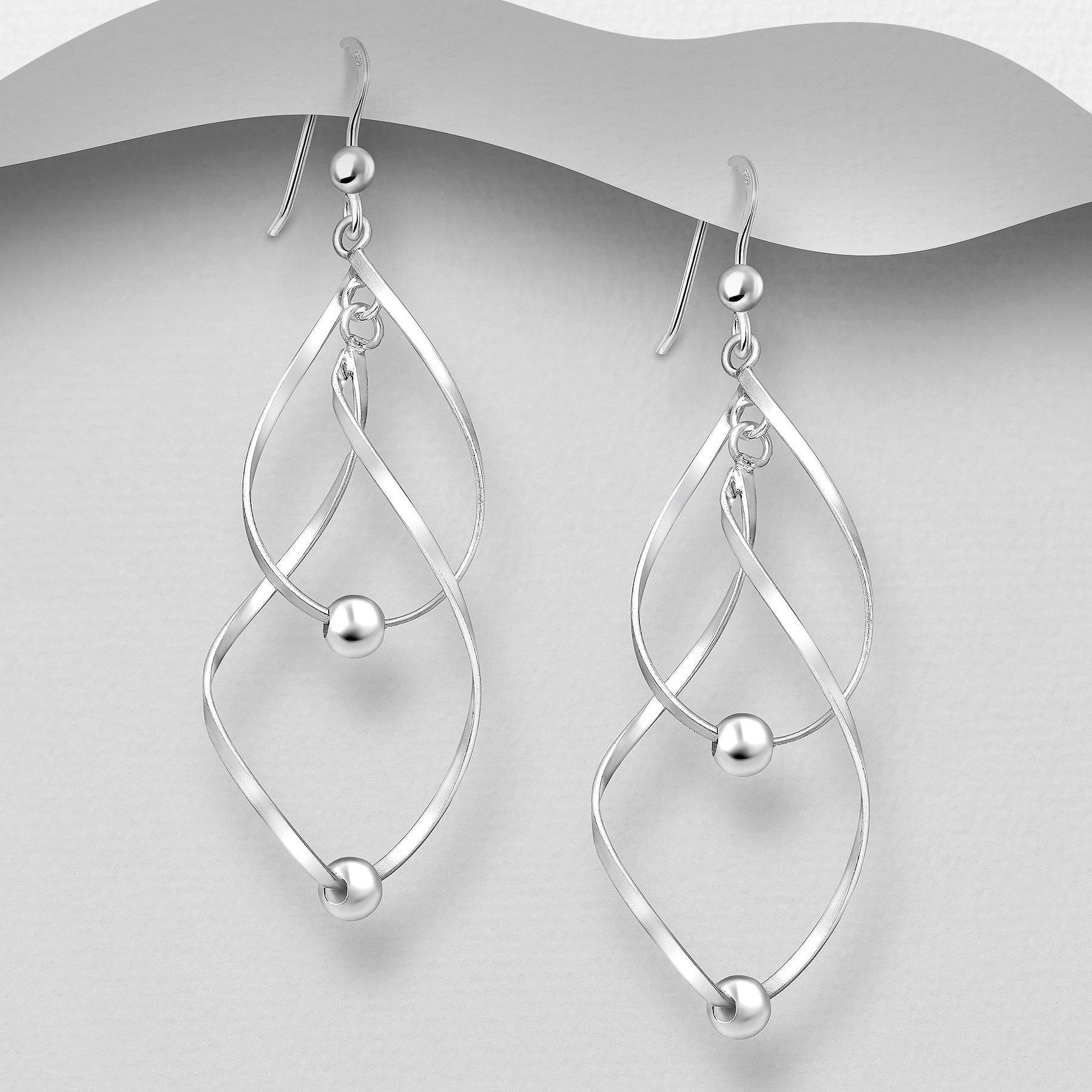 Sterling Silver Articulate & Abstract Ball Dangle Earrings
