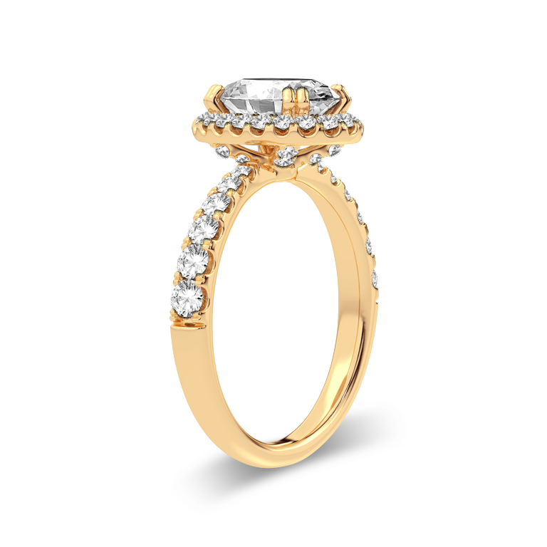 10K Yellow Gold 2CTW. Oval Lab-Grown Diamond Tapered Shank Engagement Ring