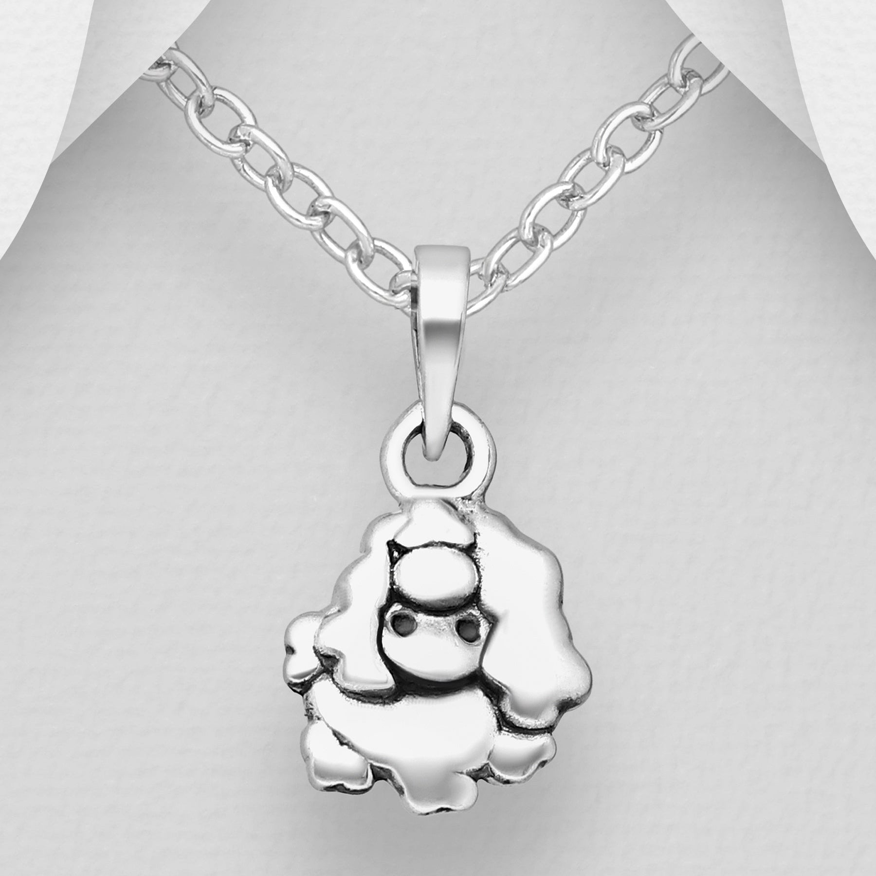 CARA Sterling Silver Poodle Pendant Necklace
