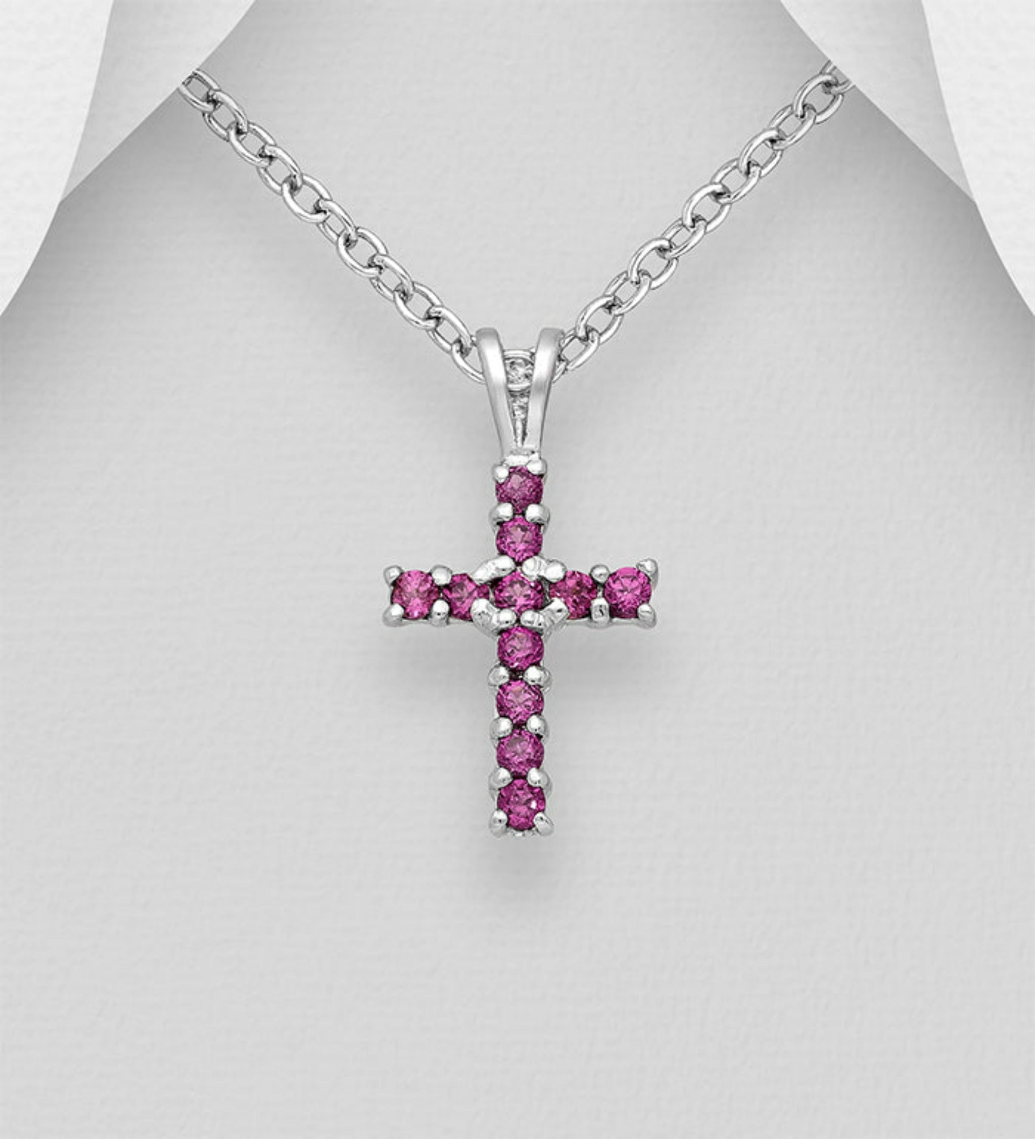 Sterling Silver Rhodolite Cross Pendant
