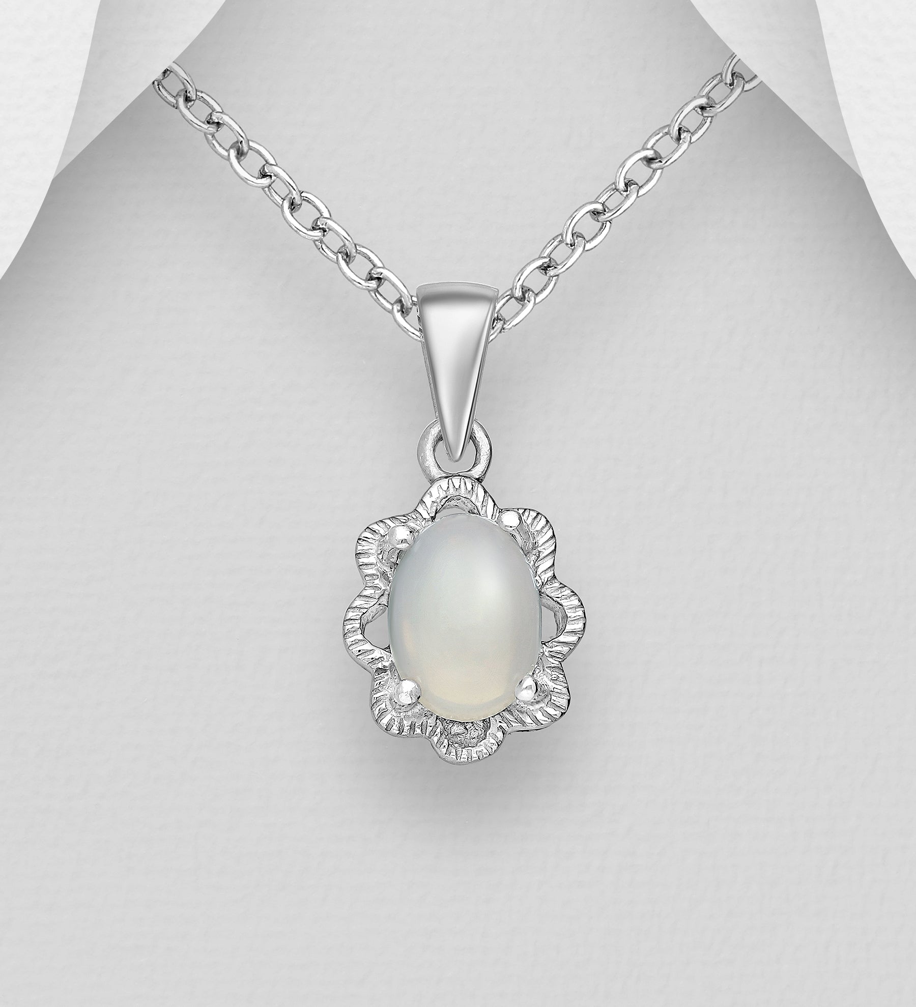 Ethiopian Opal Framed Solitaire Pendant