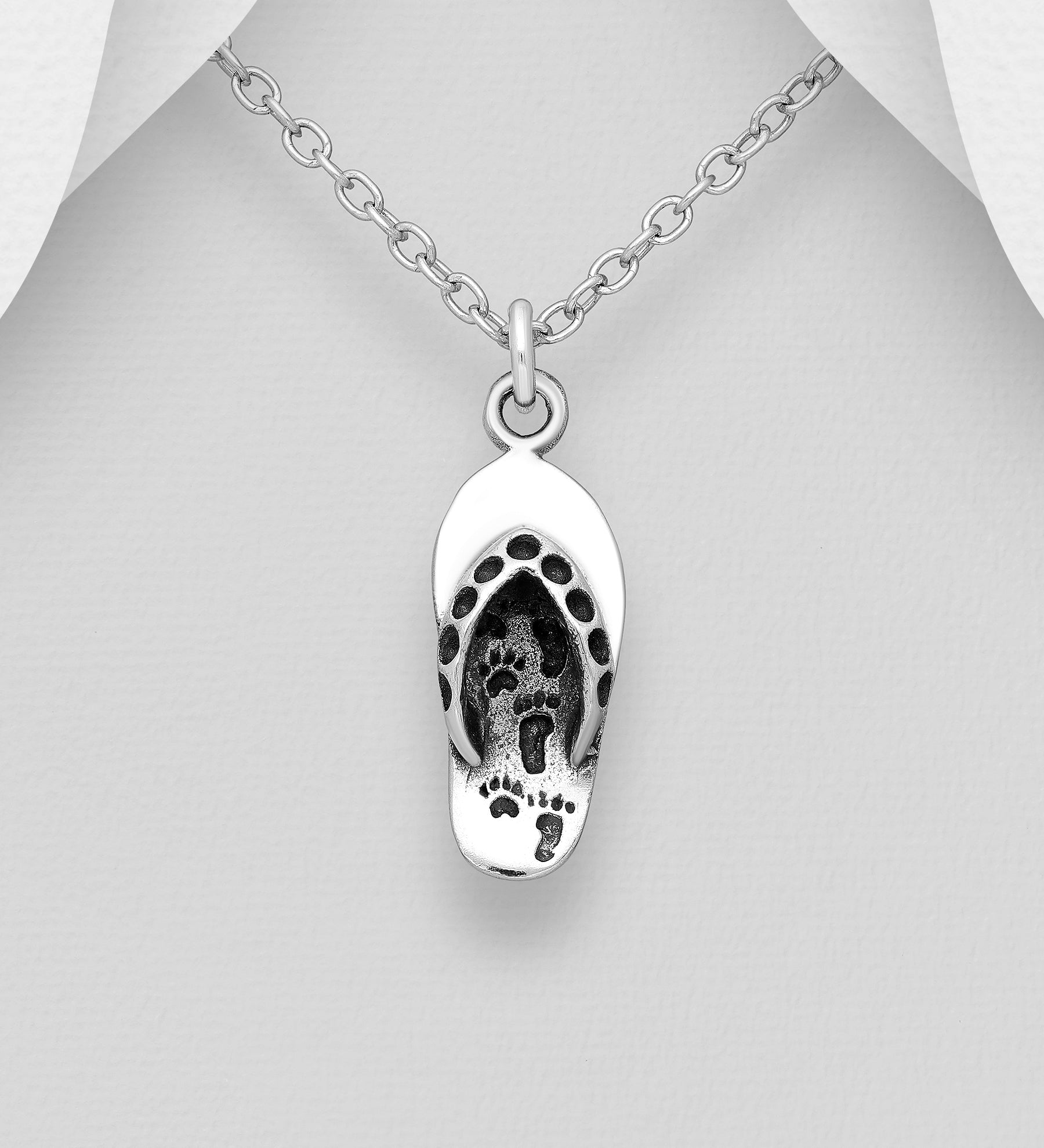 Sterling Silver "Always at your Side" Flip-Flop Pet Pendant
