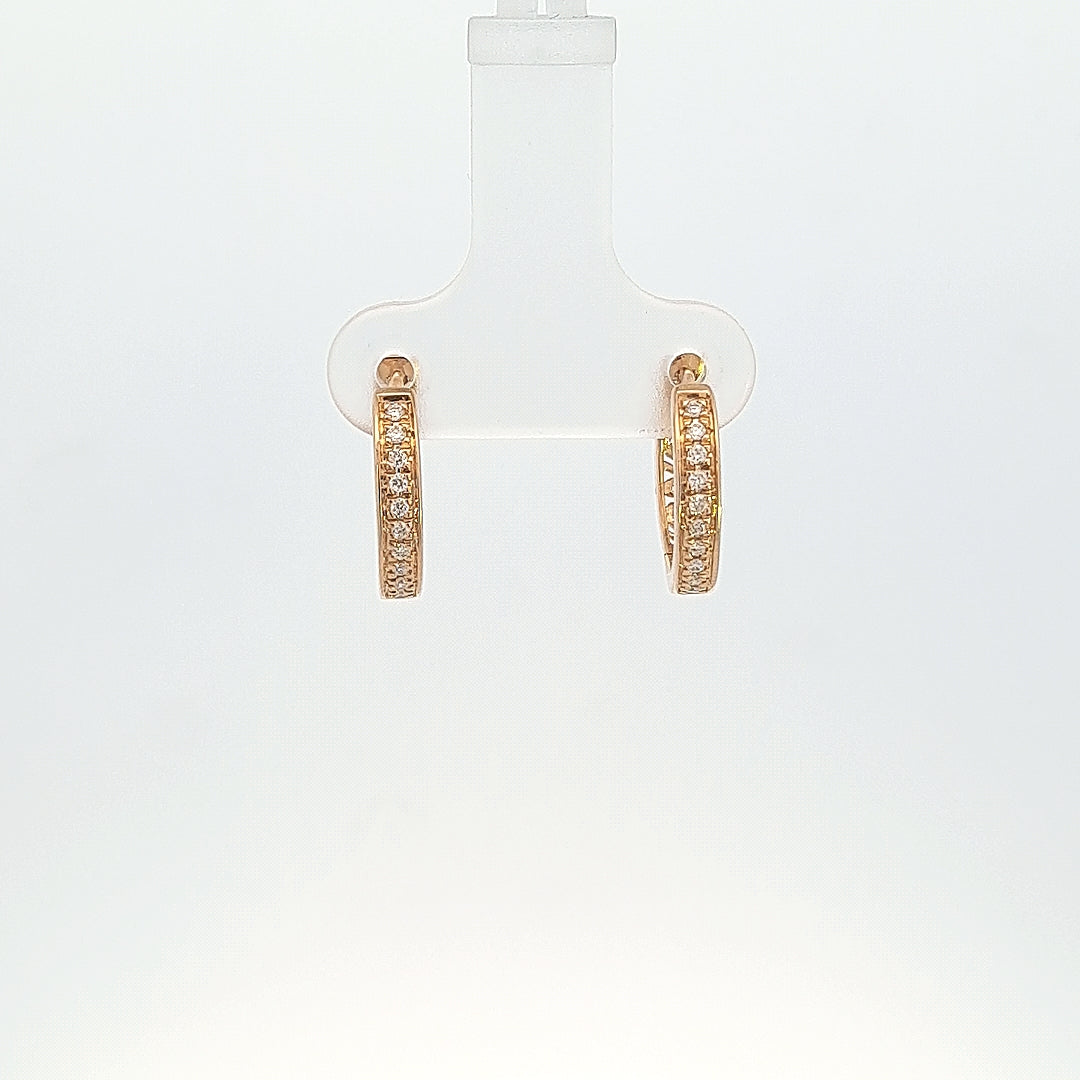 14K Yellow Gold 1/10CT. Diamond Huggie Hoops