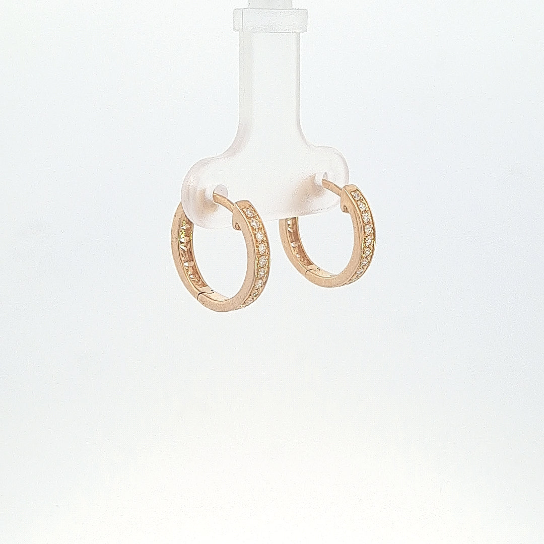14K Yellow Gold 1/10CT. Diamond Huggie Hoops