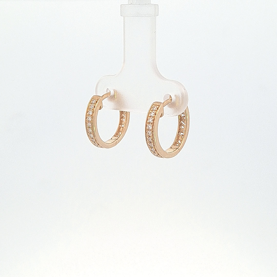 14K Yellow Gold 1/10CT. Diamond Huggie Hoops