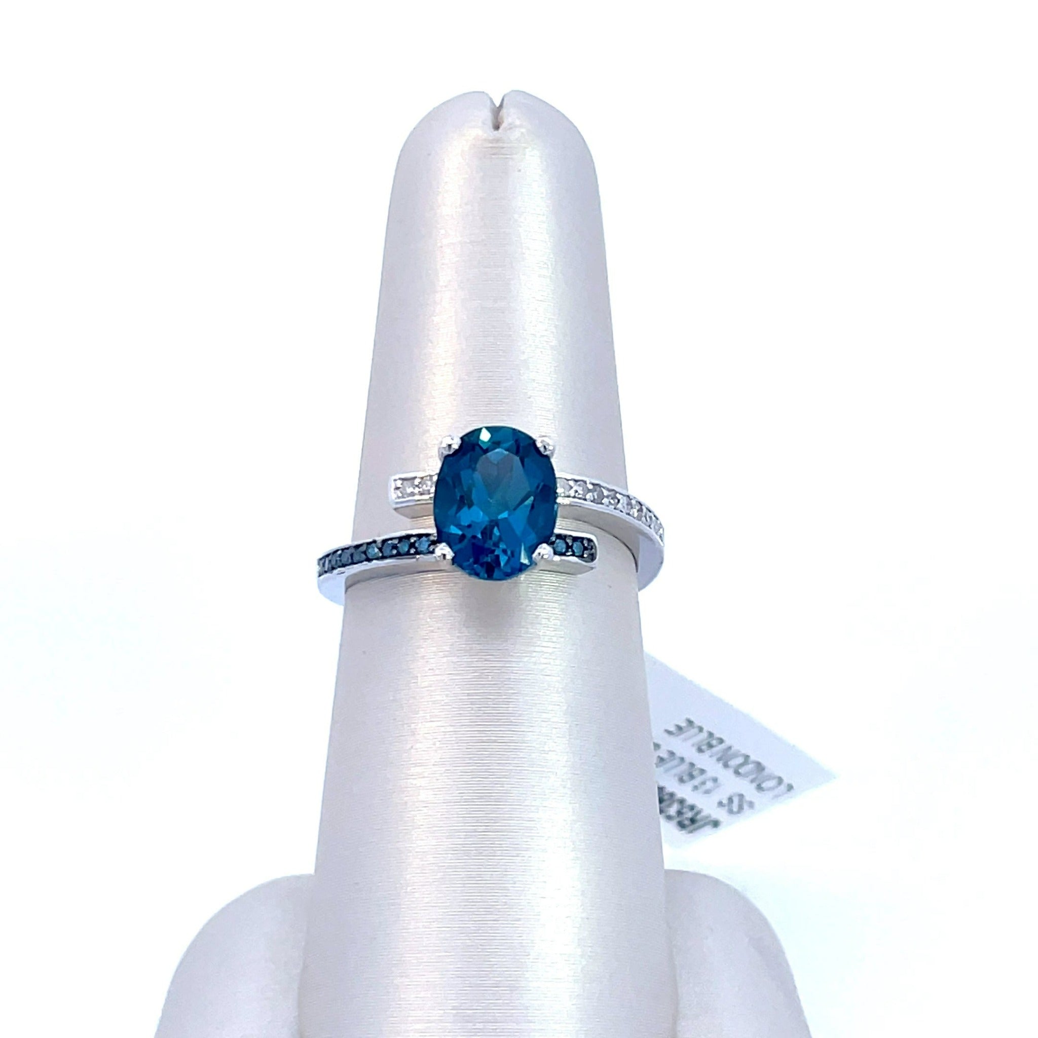 Sterling Silver Blue & White Diamond London Blue Topaz