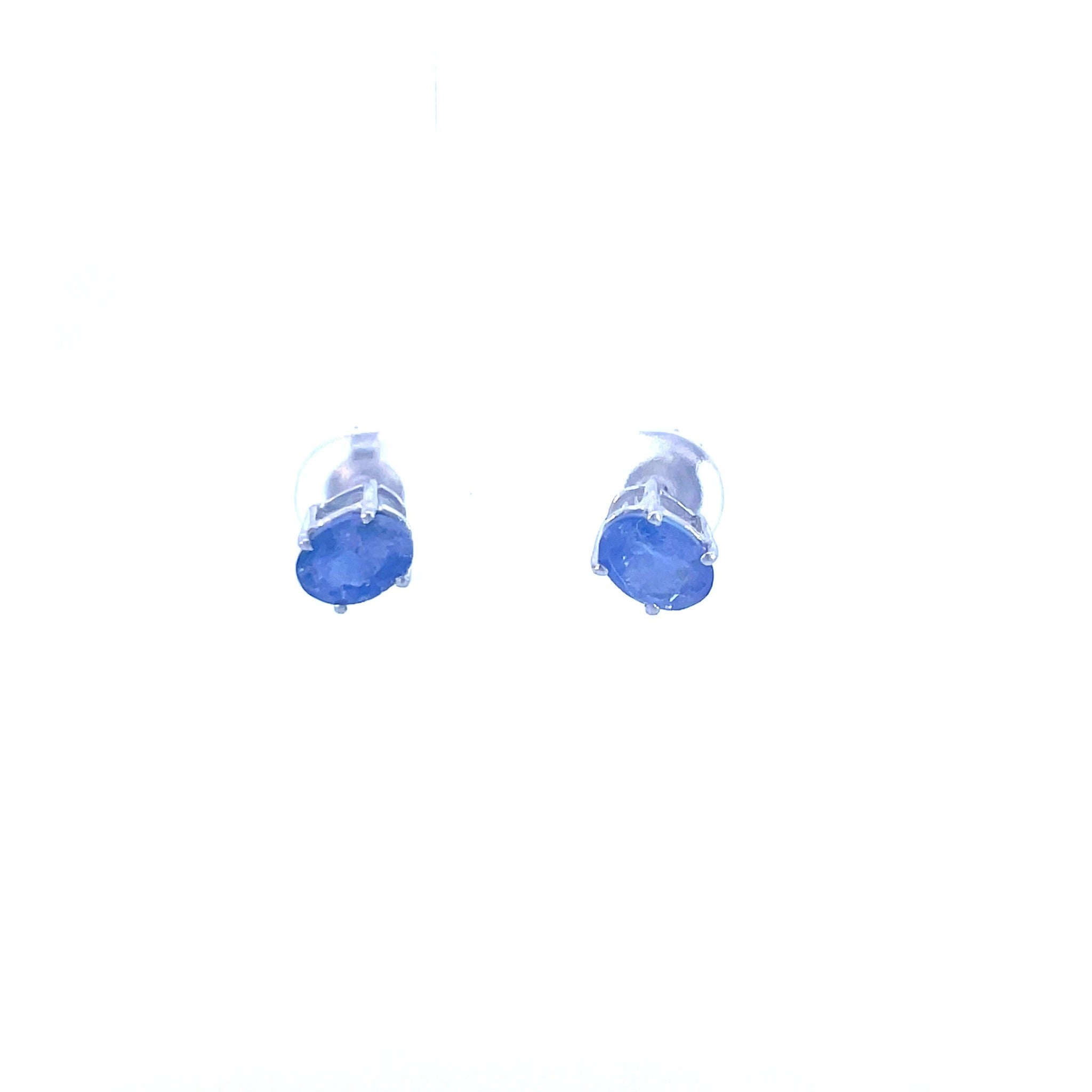 Sterling Silver Oval Tanzanite Studs