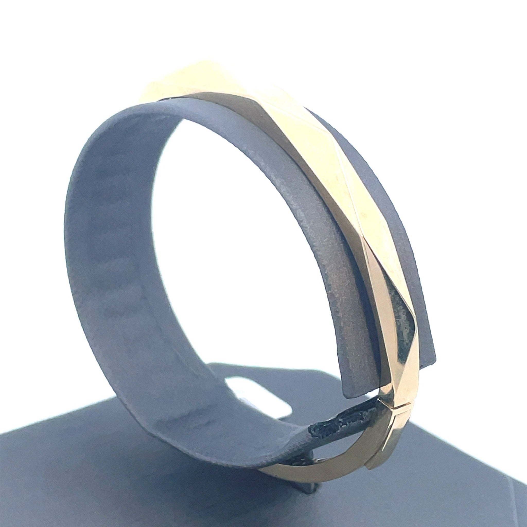 10K Yellow Gold Geometric Bangle Bracelet