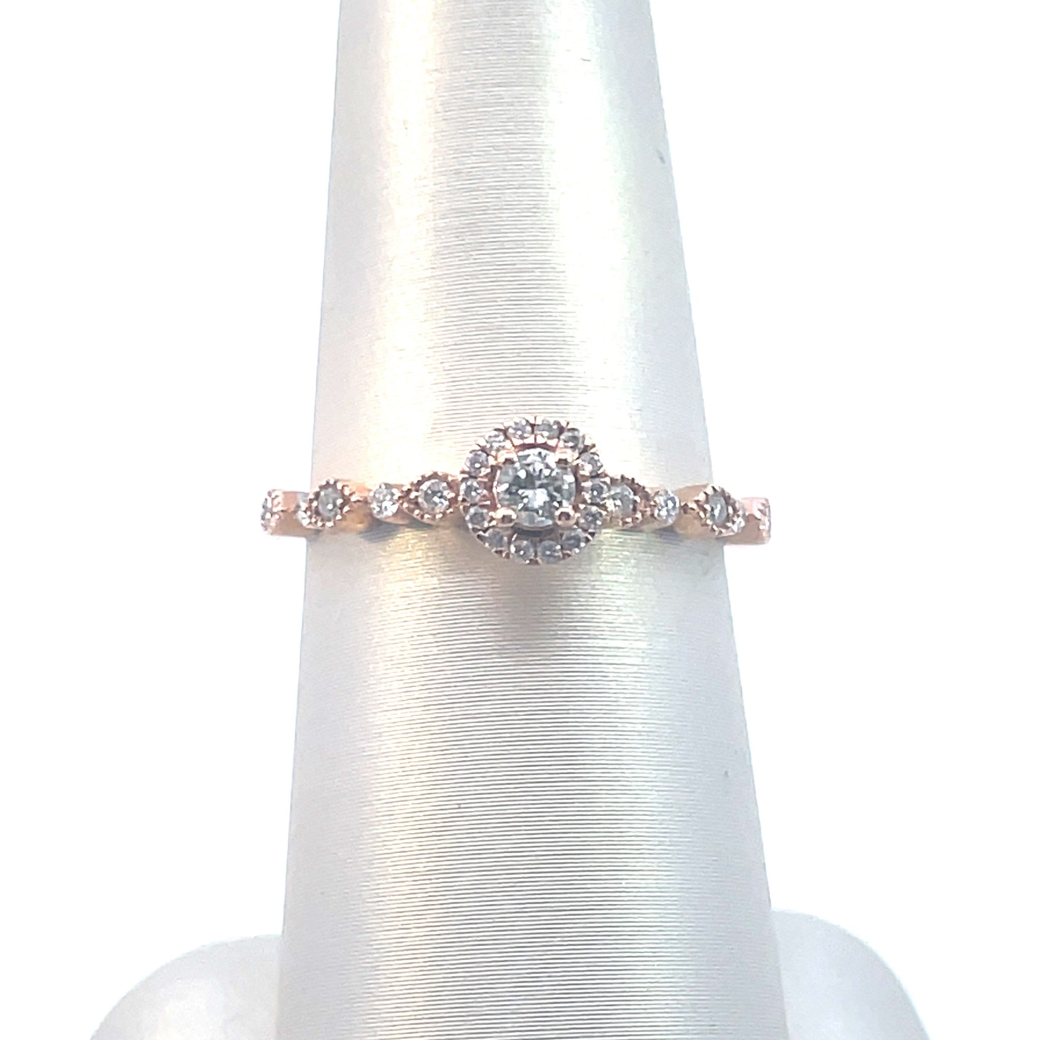 The "Josephine" — 14K Rose Gold 1/4CTW. Diamond Vintage-Inspired Engagement Ring