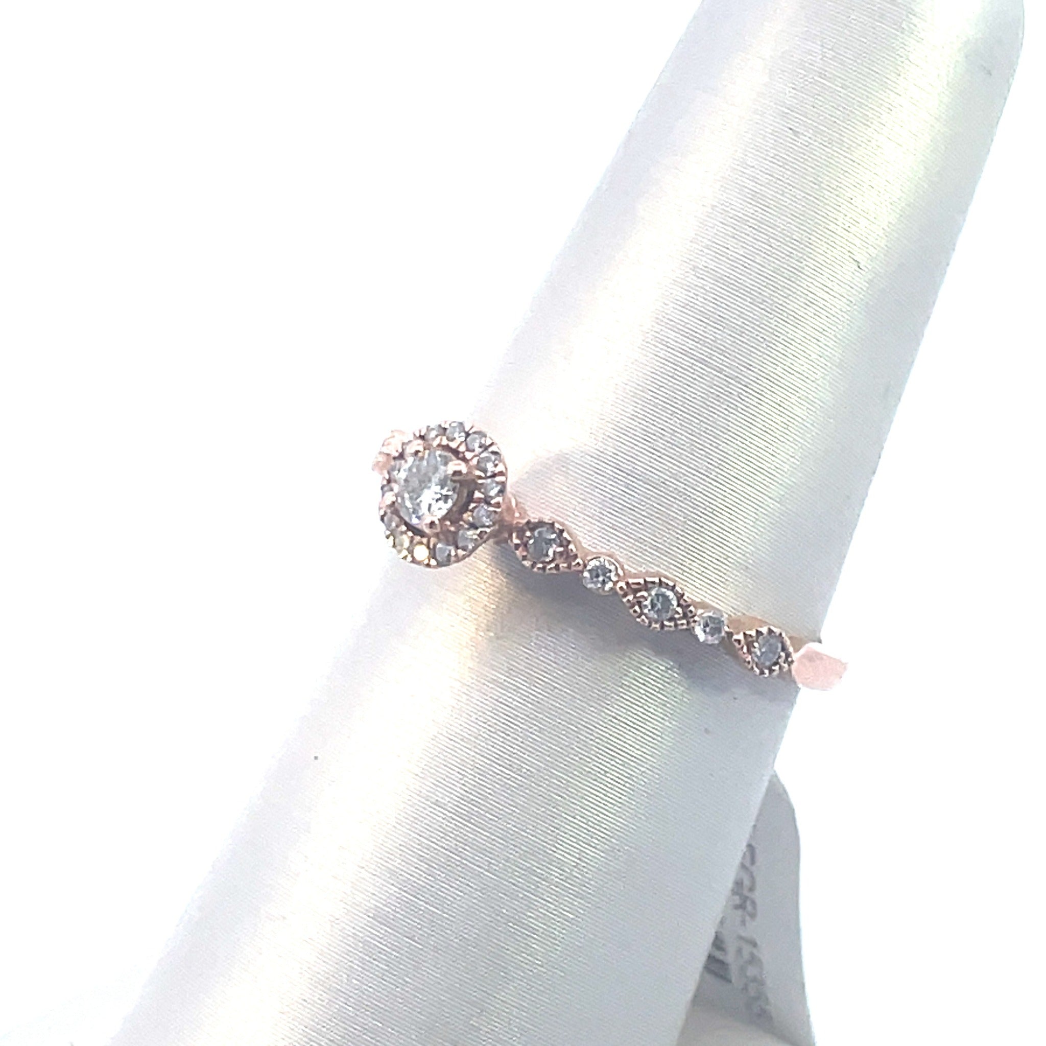 The "Josephine" — 14K Rose Gold 1/4CTW. Diamond Vintage-Inspired Engagement Ring