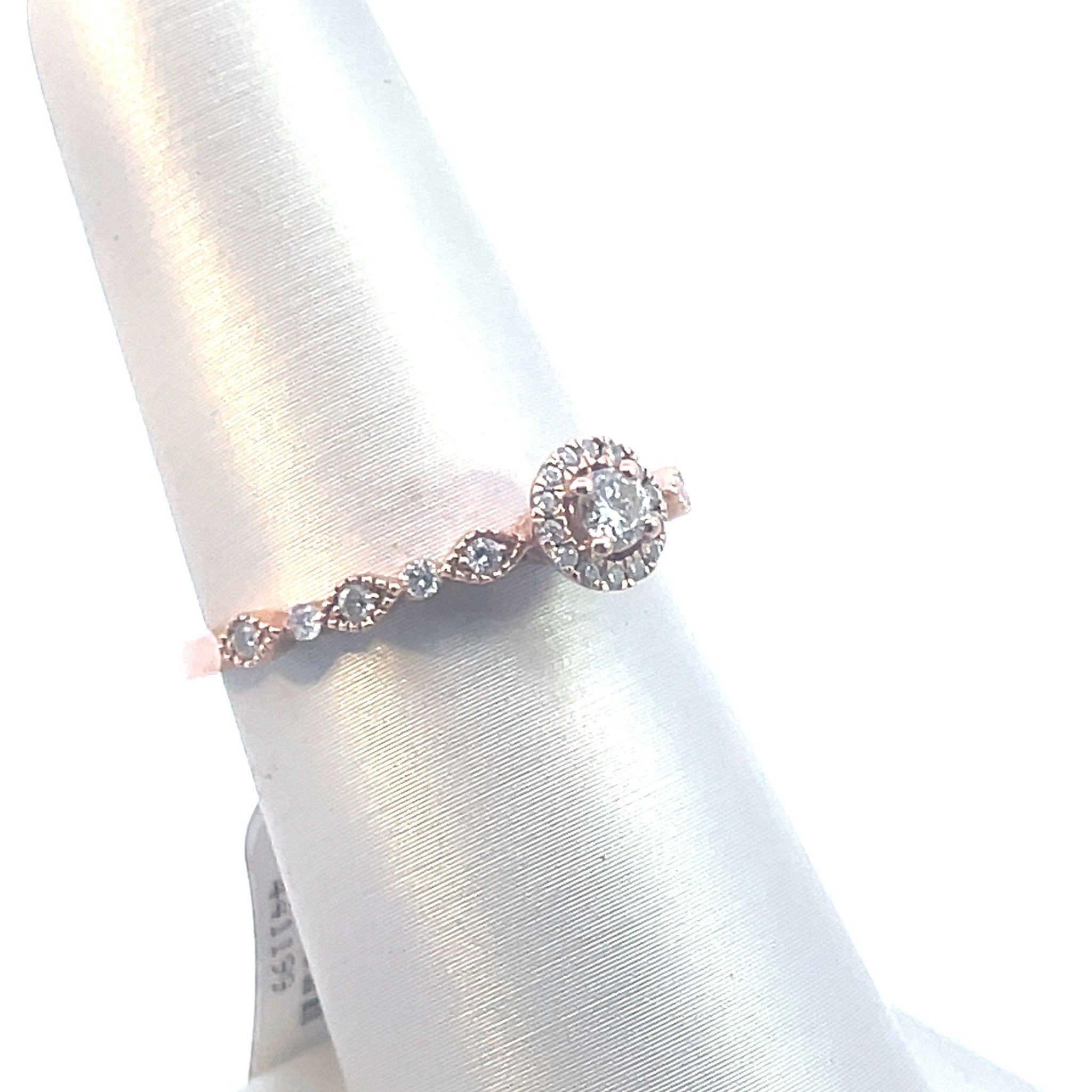 The "Josephine" — 14K Rose Gold 1/4CTW. Diamond Vintage-Inspired Engagement Ring