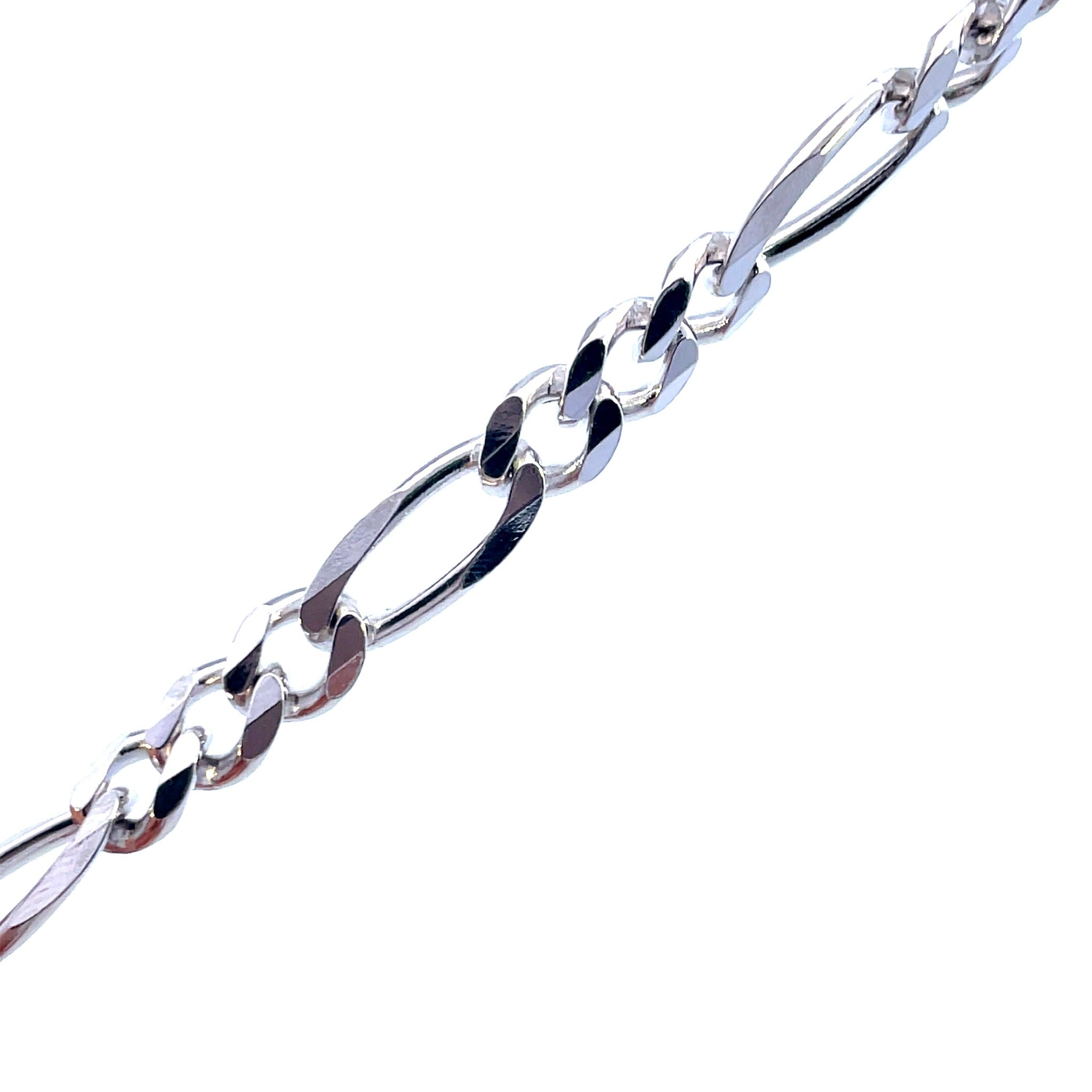 Sterling Silver 22" Pave Figaro Chain