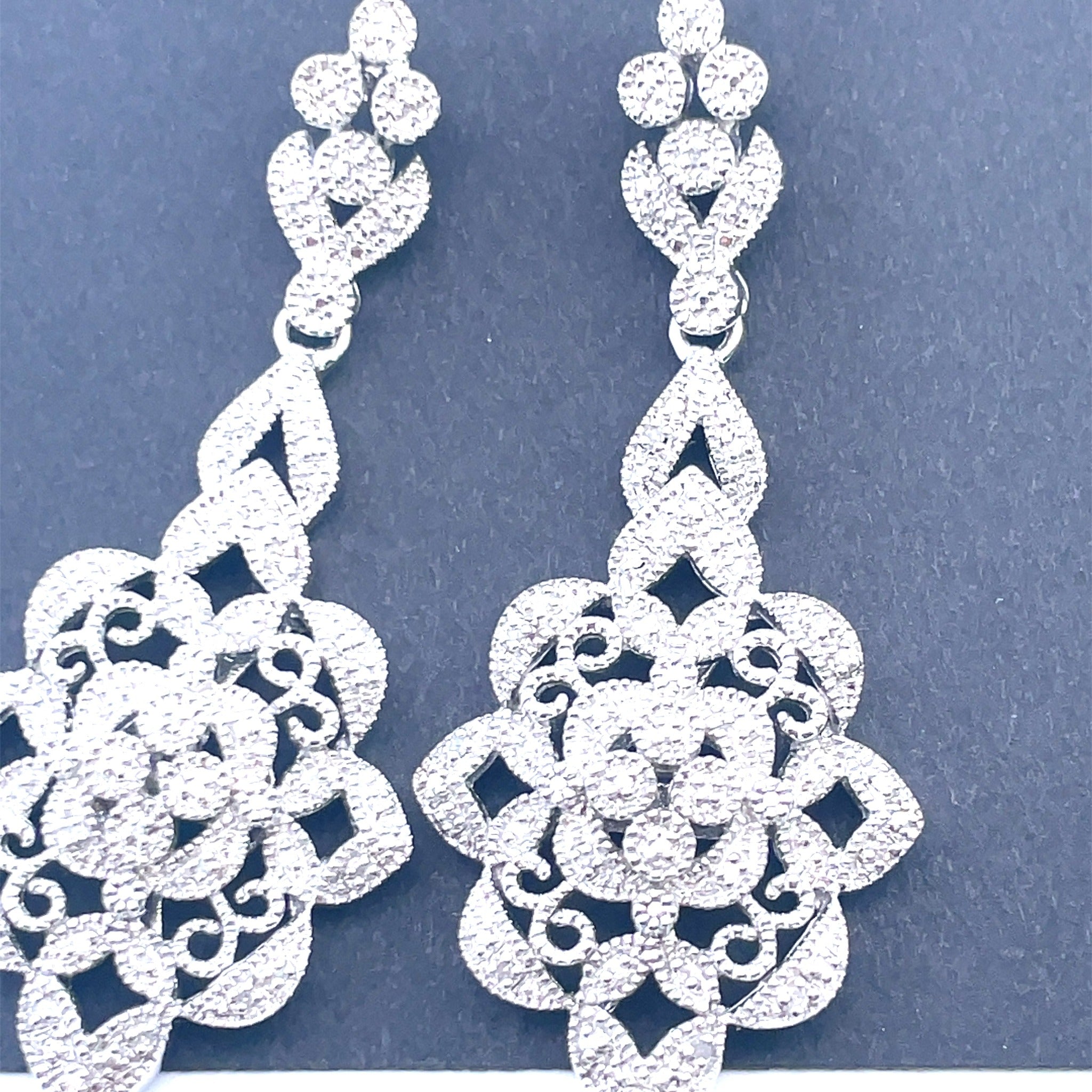 Sterling Silver Vintage-Inspired Diamond Chandelier Earrings