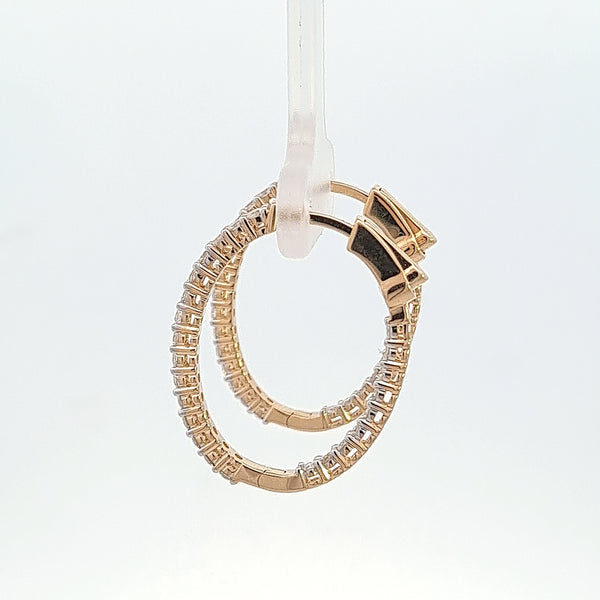 14K Yellow Gold 1CT. Natural Diamond Inside-Out Hoops