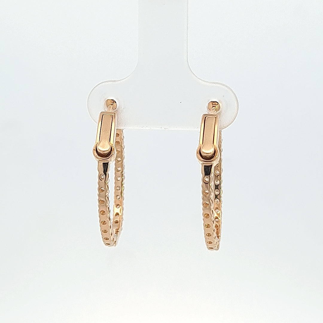 14K Yellow Gold 1CT. Natural Diamond Inside-Out Hoops