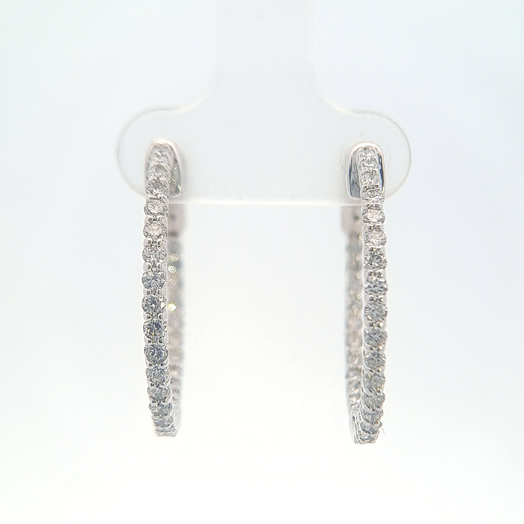 14K White Gold 1CT. Inside-Out Diamond Hoops