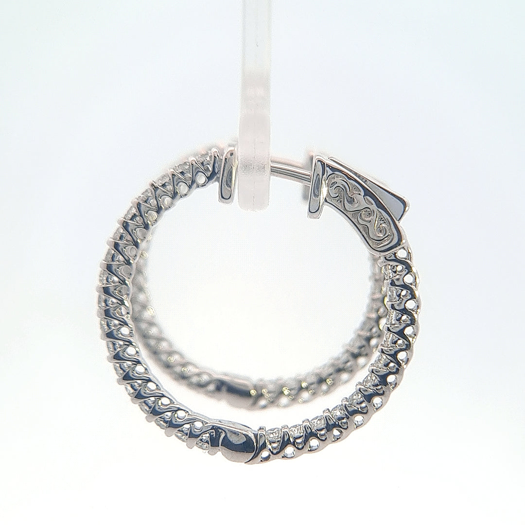 14K White Gold 1CT. Inside-Out Diamond Hoops