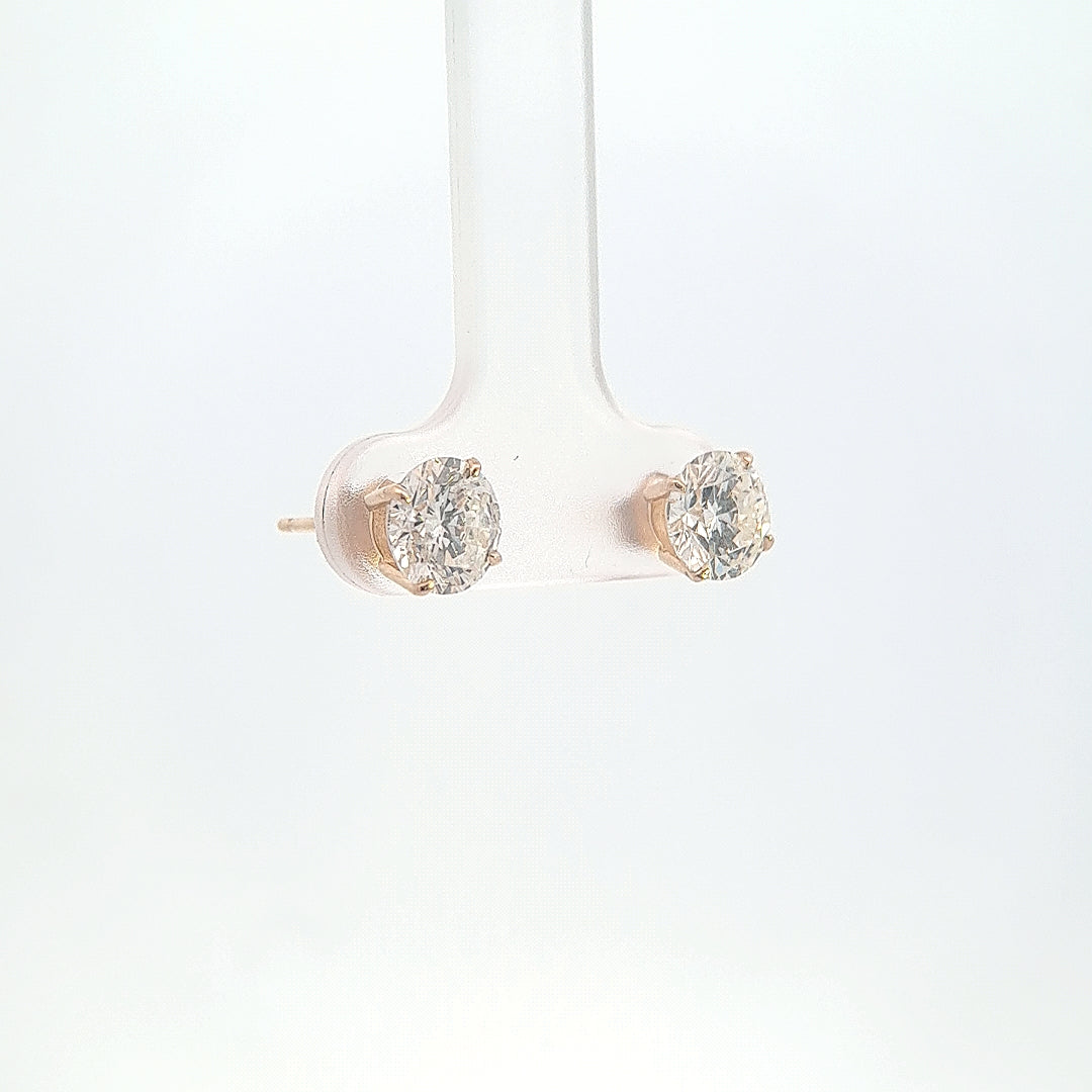 14K Yellow Gold 2CT. Lab-Grown Diamond Stud Earrings