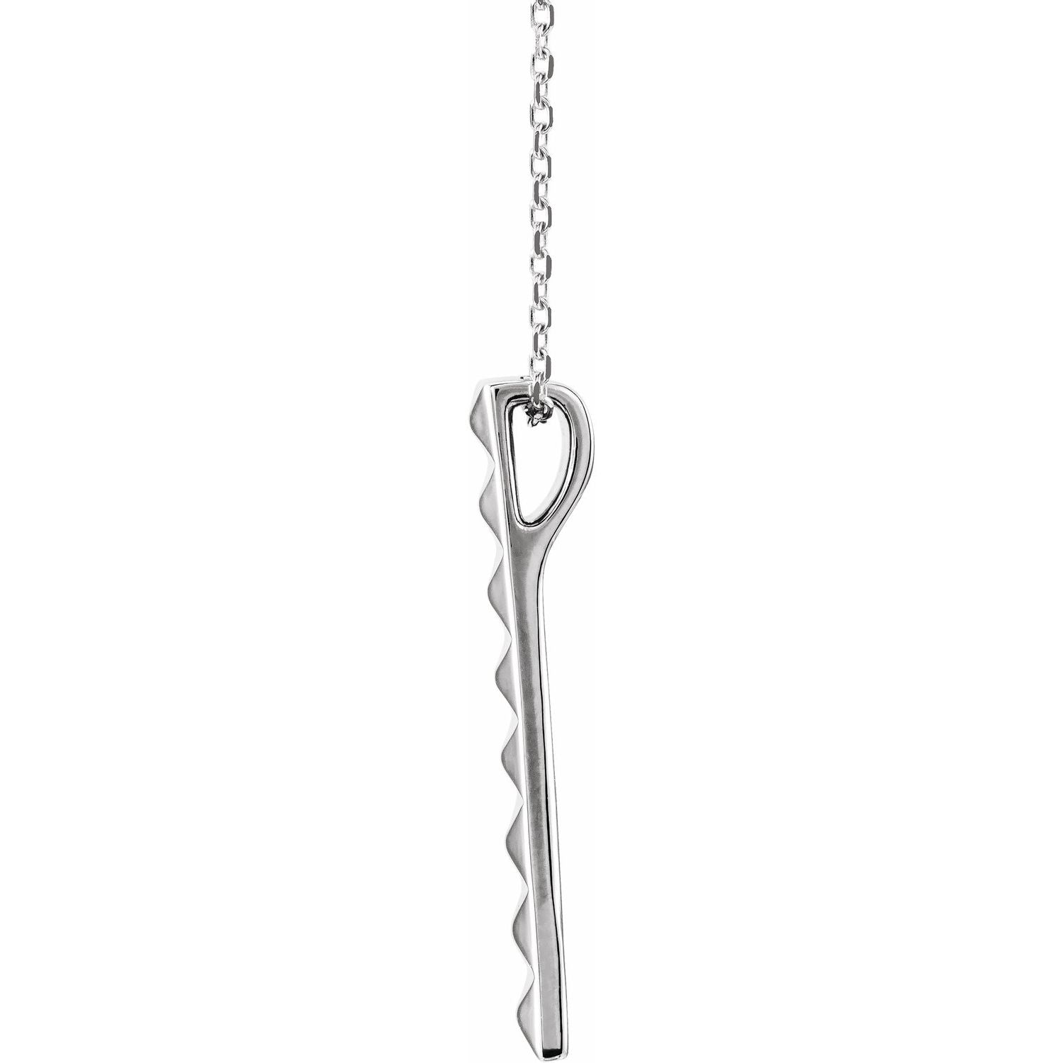 14K White Gold 24" Pyramid Bar Necklace
