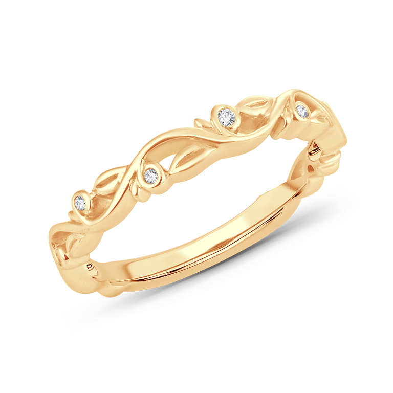 14K Yellow Gold 1/20CT. Diamond Nature-Inspired Band