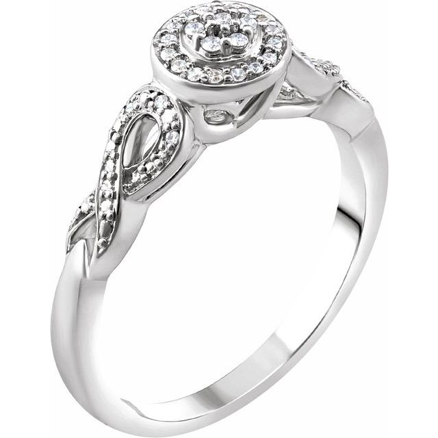 10K White Gold 1/10CT. Diamond Twisted-Shank Promise Ring