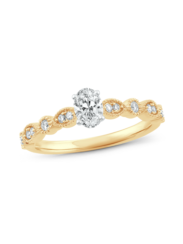14K Yellow Gold "JULIETTE" 1/2CT. Diamond Vintage Aesthetic Engagement Ring